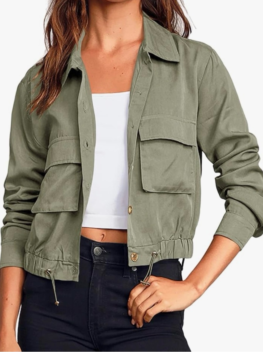 Military Safari Cropped Jacket Lightweight, New no tag, Medium